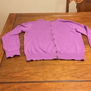 Lands' End Girls Purple Button-Up Sweater